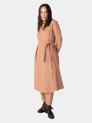 Pleated Midi Cotton Wrap Dress - Baci Fashion