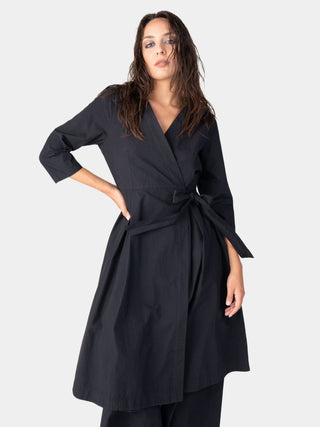 Pleated Midi Cotton Wrap Dress - Baci Fashion