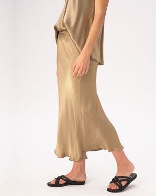 Silky Elastic Waist Maxi Skirt