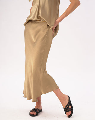 Silky Elastic Waist Maxi Skirt