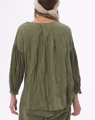 Boat Neck Pleated Crinkled Blouse