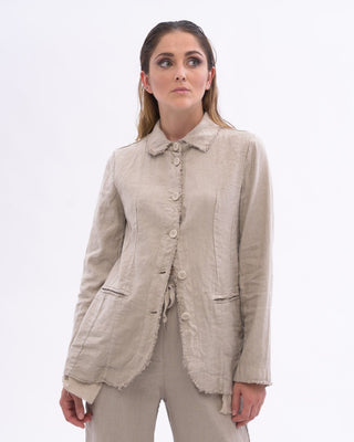 Raw Edge Seamed Button Up Jacket