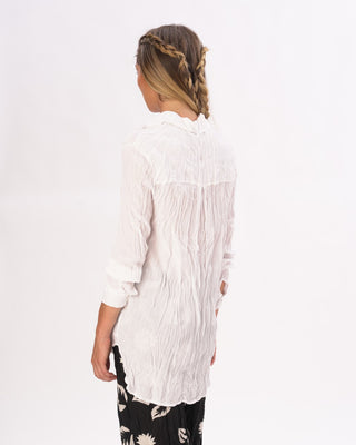 Pleated Crinkled Button Up Long Sleeve