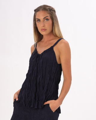 Pleated Crinkled Camisole Tank Shirt