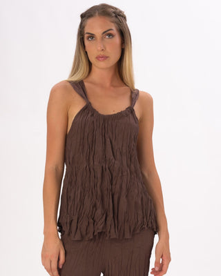 Pleated Crinkled Camisole Tank Shirt