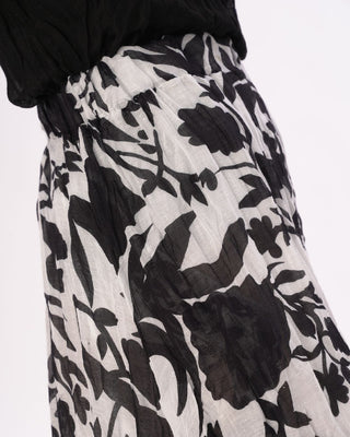 Crinkled Maxi Elastic Waist Floral Skirt