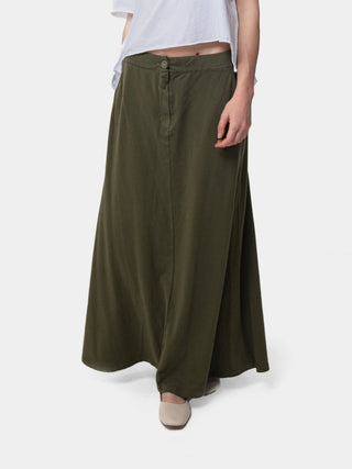 Elastic Waist Cotton Midi A-Line Skirt - Baci Fashion