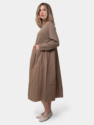 Long Sleeve Cotton Midi Poplin Dress - Baci Fashion