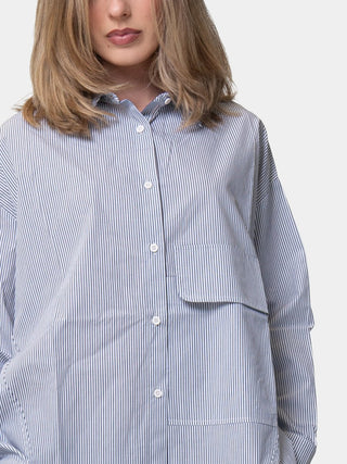 Oversized Hi Lo Striped Cotton Shirt - Baci Fashion