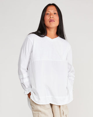 Cotton V-Neck Hi-Lo T Shirt