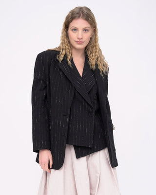 2 Pocket Cotton Striped Blazer Jacket - Baci Fashion