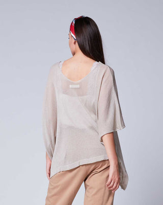 Sheer Gradient Button Poncho