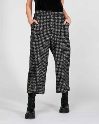 Houndstooth Pleated Wide Leg Trousers