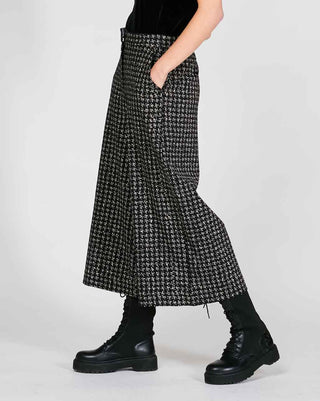 Houndstooth Pleated Wide Leg Trousers