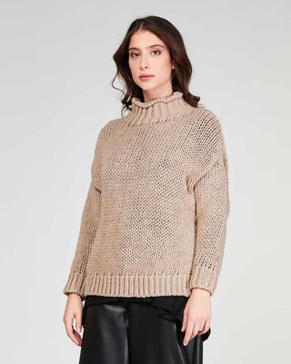 Stockinette Knit Mock Neck Sweater