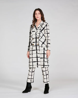 Wave Grid Line Trench Coat