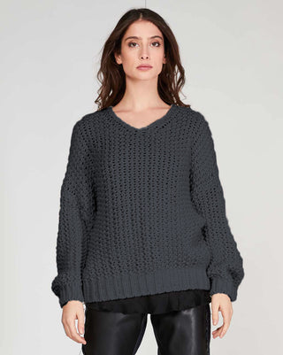 Lace Knit V-Neck Sweater