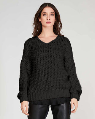 Lace Knit V-Neck Sweater