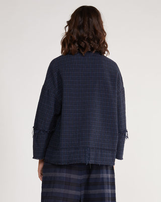 Frayed Cotton Button-Up Jacket
