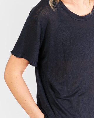 Linen Scoop Neck Short Sleeve T-Shirt