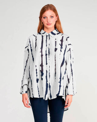 Cotton Silk Blend Button-Up Shirt
