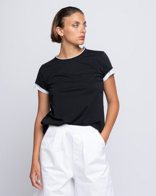 Contrast Layered Cap Sleeve T