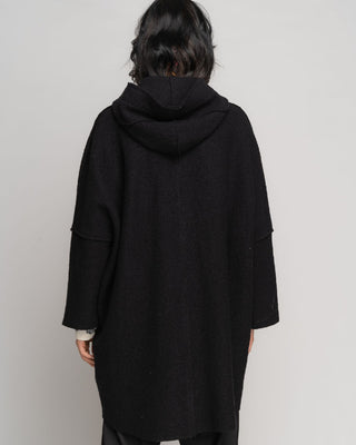 Hooded Buttoned-Up Pure Virgin Wool Coat
