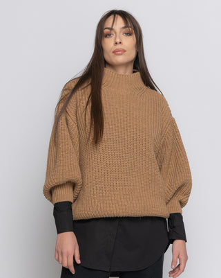 Knit Alpaca Blend Mock Neck Sweater