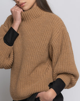 Knit Alpaca Blend Mock Neck Sweater