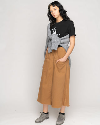 Raw Hem Midi Skirt