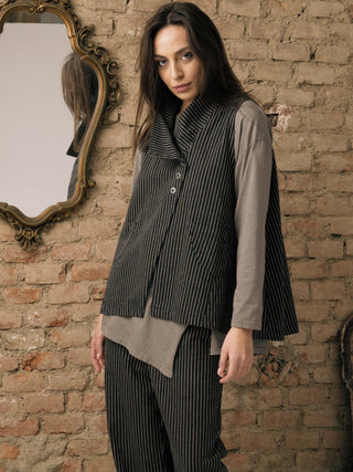 Asymetrical Striped Vest - Baci Fashion