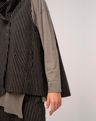 Asymetrical Striped Vest - Baci Fashion