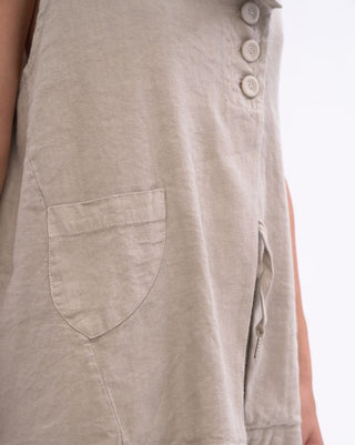Asysemtrical Button Up Linen Vest - Baci Fashion