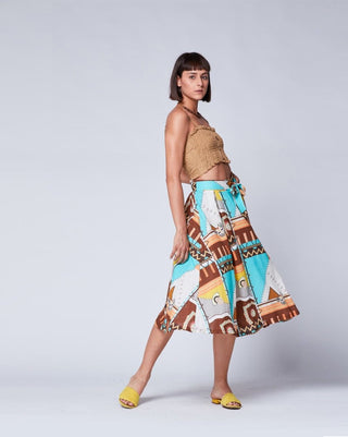Aztec Patchwork Belted Maxi Skirt - Baci Online Store