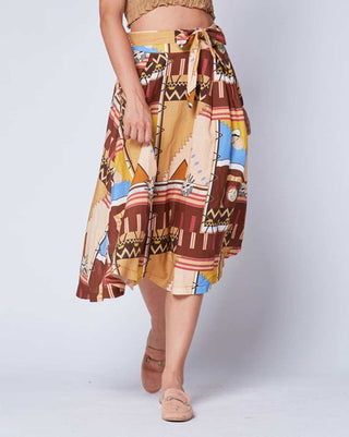 Aztec Patchwork Belted Maxi Skirt - Baci Online Store