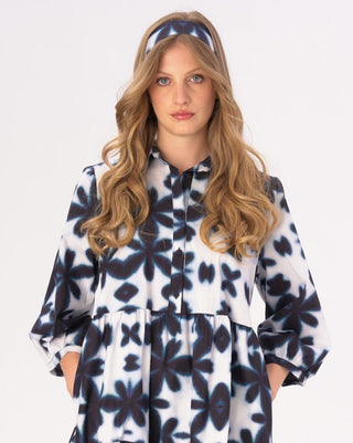 Big Floral Tiered Cotton Belted Maxi Shirtdress - Baci Fashion