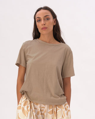 Boat Neck Organic Cotton Short Sleeve T-Shirt - Baci Fashion