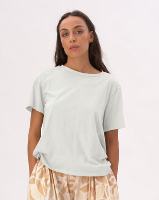 Boat Neck Organic Cotton Short Sleeve T-Shirt - Baci Fashion