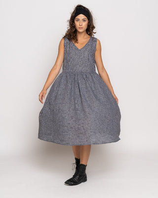 Checker or Stripe V-Neck Tank Dress - Baci Fashion