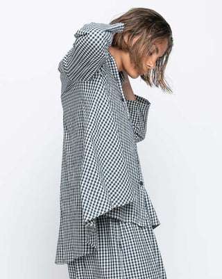 Checkered Elongated Shirt - Baci Fashion