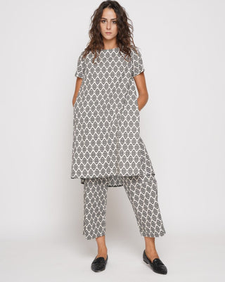 Contrast Tile Drawstring Culottes - Baci Fashion