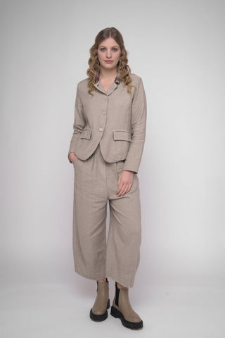 Cotton Linen Blend Cropped Jacket - Baci Fashion