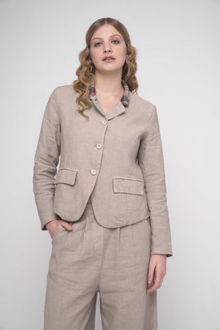 Cotton Linen Blend Cropped Jacket - Baci Fashion