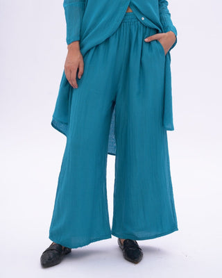 Cotton Silk Blend Elastic Waist Pants - Baci Fashion