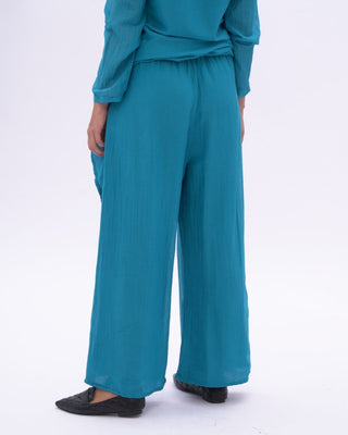 Cotton Silk Blend Elastic Waist Pants - Baci Fashion