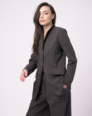 Cotton Striped Blazer Jacket - Baci Fashion