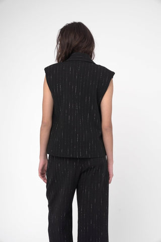 Cotton Striped Blazer Vest - Baci Fashion