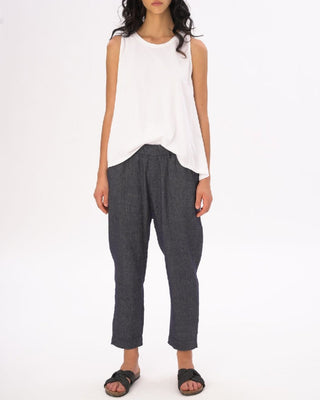 Denim Cotton Linen Elastic Pants - Baci Fashion