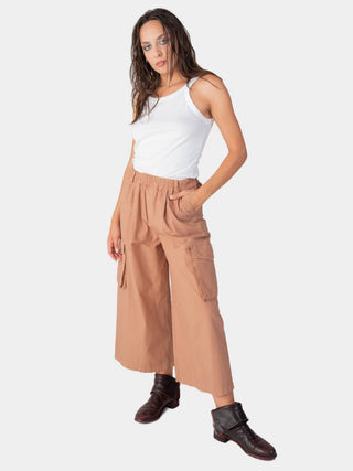 Elastic Waist Cotton Cargo Pant - Baci Fashion
