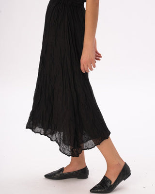 Elastic Waist Crinkled Maxi Skirt - Baci Fashion
